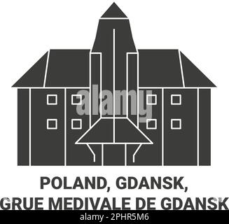 Polonia, Danzica, Grue Medivale viaggio riferimento vettore illustrazione Illustrazione Vettoriale