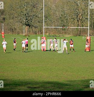 Partita di rugby femminile, Pontcanna Fields Urdd / WRU evento. Marzo 2023. Molla. Foto Stock