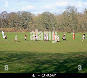 Partita di rugby femminile, Pontcanna Fields Urdd / WRU evento. Marzo 2023. Molla. Foto Stock