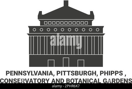 Stati Uniti, Pennsylvania, Pittsburgh, Phipps , Conservatorio e Giardini Botanici viaggio punto di riferimento vettore illustrazione Illustrazione Vettoriale