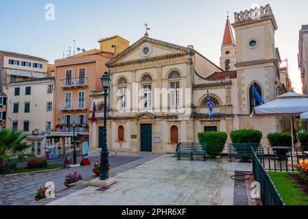 Chiesa di San Spyridon nel centro di Kerkyra, Corfù, Grecia. Foto Stock