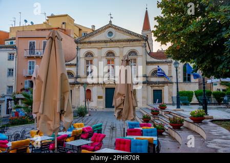 Chiesa di San Spyridon nel centro di Kerkyra, Corfù, Grecia. Foto Stock