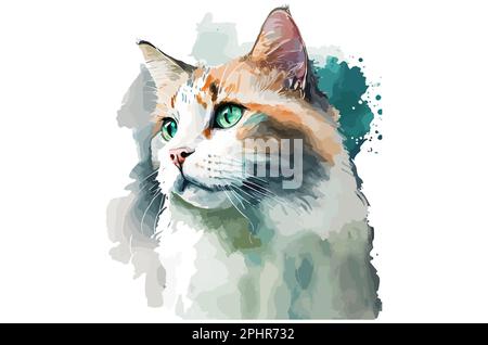 illustrazione del vettore cat watercolor Foto Stock