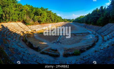 Antico Stadio Olimpico a Rodi, Grecia. Foto Stock