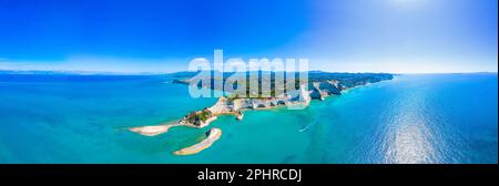 Panorama di Capo Drastis un'isola di Corfù, Grecia. Foto Stock