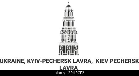 Ucraina, Kiev, Kyivpechersk Lavra viaggio punto di riferimento vettore illustrazione Illustrazione Vettoriale