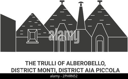 Italia, i Trulli di Alberobello viaggio punto di riferimento vettoriale illustrazione Illustrazione Vettoriale