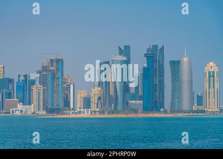 Skyline di Doha - la capitale del Qatar. Foto Stock