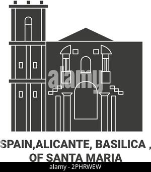 Spagna,Alicante, Basilica , di Santa Maria viaggio punto di riferimento vettoriale illustrazione Illustrazione Vettoriale