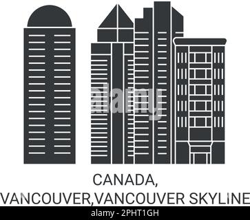 Canada, Vancouver, Vancouver Skyline viaggio riferimento vettoriale illustrazione Illustrazione Vettoriale