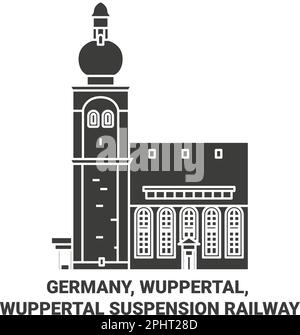 Germania, Wuppertal, sospensione Wuppertal viaggio ferroviario punto di riferimento illustrazione vettore Illustrazione Vettoriale