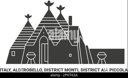 Italia, Alberobello, Distretto Monti, Distretto Aia piccola viaggio punto di riferimento vettoriale illustrazione Illustrazione Vettoriale