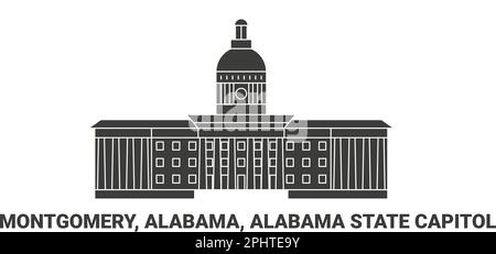 Stati Uniti, Montgomery, Alabama, Alabama state Capitol, viaggio punto di riferimento vettore illustrazione Illustrazione Vettoriale