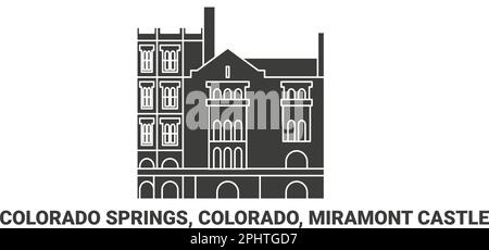 Stati Uniti, Colorado Springs, Colorado, Castello di Miramont, viaggio punto di riferimento vettore illustrazione Illustrazione Vettoriale