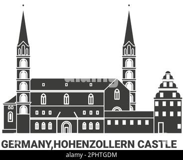 Germania, Hohenzollern Castello, viaggio punto di riferimento vettore illustrazione Illustrazione Vettoriale