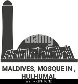 Maldive, Moschea in , Hulhumal viaggio punto di riferimento vettore illustrazione Illustrazione Vettoriale