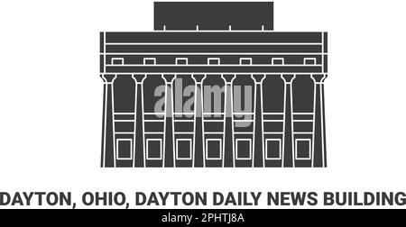 Stati Uniti, Dayton, Ohio, Dayton Daily News Building, viaggio punto di riferimento vettore illustrazione Illustrazione Vettoriale