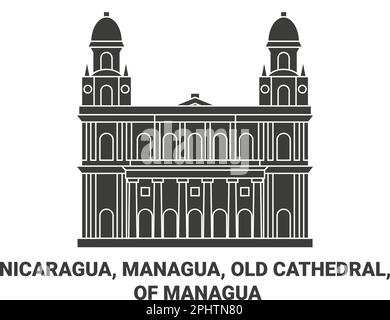 Nicaragua, Managua, Vecchia Cattedrale, di Managua viaggio punto di riferimento vettore illustrazione Illustrazione Vettoriale