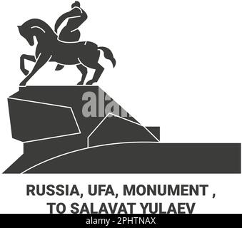 Russia, Ufa, Monumento , a Salavat Yulaev viaggio punto di riferimento vettore illustrazione Illustrazione Vettoriale