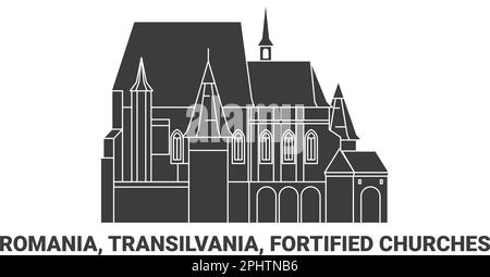 Romania, Transilvania, Chiese fortificate in Transilvania viaggio punto di riferimento vettore illustrazione Illustrazione Vettoriale