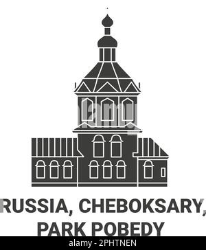 Russia, Cheboksary, Park Pobody viaggio punto di riferimento vettore illustrazione Illustrazione Vettoriale