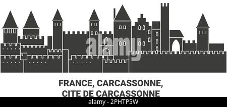 Francia, Carcassonne, Cite De Carcassonne viaggio punto di riferimento vettoriale illustrazione Illustrazione Vettoriale