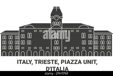 Italia, Trieste, Piazza Unit, D'italia Travel riferimento vettoriale illustrazione Illustrazione Vettoriale