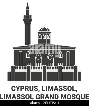 Cipro, Limassol, Limassol Grande Moschea viaggio punto di riferimento vettoriale illustrazione Illustrazione Vettoriale