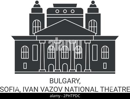 Bulgary, Sofia, Ivan Vazov National Theatre viaggio punto di riferimento vettoriale illustrazione Illustrazione Vettoriale