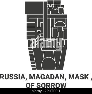 Russia, Magadan, maschera , di dolore viaggio punto di riferimento illustrazione del vettore Illustrazione Vettoriale