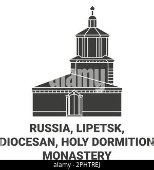 Russia, Lipetsk, Diocesano , Monastero della Santa Dormizione viaggio punto di riferimento vettore illustrazione Illustrazione Vettoriale