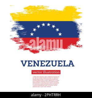 Bandiera del Venezuela con pennellate. Illustrazione vettoriale. Giornata dell'indipendenza. Illustrazione Vettoriale