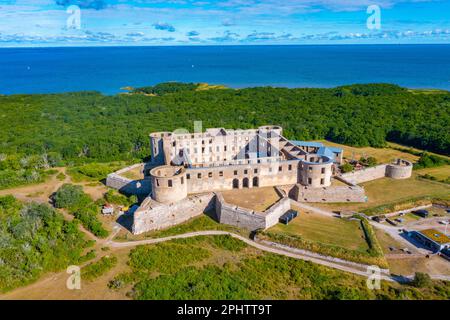 Veduta aerea del castello di Borgholm in Svezia. Foto Stock