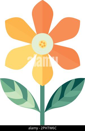 Fiore di girasole fresco di colore giallo vivace Illustrazione Vettoriale