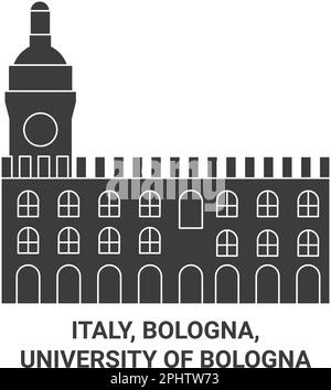 Italia, Bologna, Università di Bologna viaggio punto di riferimento vettoriale illustrazione Illustrazione Vettoriale