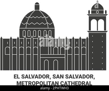 El Salvador, San Salvador, Metropolitan Cathedral viaggio punto di riferimento vettoriale illustrazione Illustrazione Vettoriale