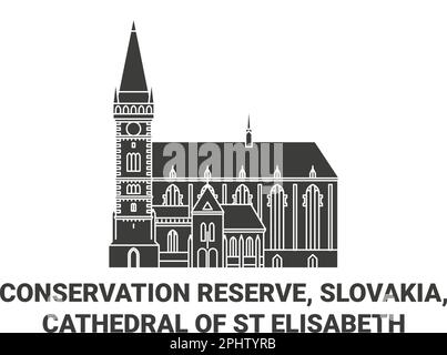 Slovacchia, Cattedrale di Santa Elisabetta viaggio punto di riferimento vettoriale illustrazione Illustrazione Vettoriale