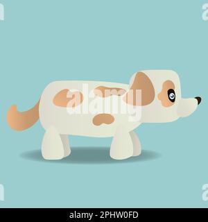 Carino cucciolo cartone animato cane. Illustrazione vettoriale colorata isolata su sfondo bianco. Illustrazione Vettoriale