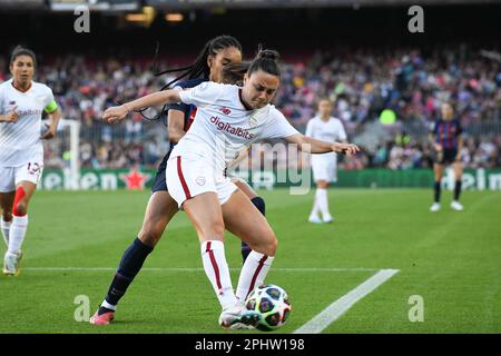 Barcellona, Barcellona, Spagna, Spagna. 29th Mar, 2023. BARCELLONA, SPAGNA - 29 MARZO: UEFA Women's Champions League Semifinali Match tra FC Barcelona e AS Roma FC al Camp Nou Spotify il 29 marzo 2023 a Barcellona, Spagna. (Credit Image: © Sara Aribo/PX Imagens via ZUMA Press Wire) SOLO PER USO EDITORIALE! Non per USO commerciale! Foto Stock