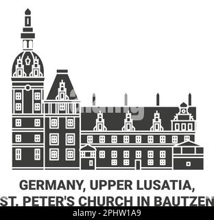 Germania, alta Lusazia, St. Chiesa di Pietro a Bautzen viaggio punto di riferimento vettoriale illustrazione Illustrazione Vettoriale