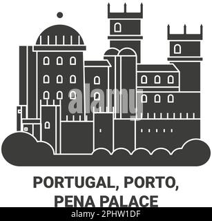 Portogallo, Porto, pena Palace viaggio punto di riferimento vettore illustrazione Illustrazione Vettoriale