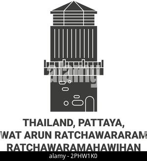 Thailandia, Pattaya, Wat Arun Ratchawaram Ratchawaramahawihan viaggio punto di riferimento vettore illustrazione Illustrazione Vettoriale