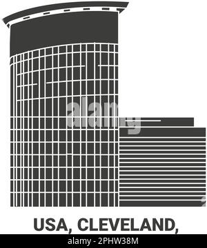 USA, Cleveland, illustrazione vettoriale di riferimento di viaggio Illustrazione Vettoriale