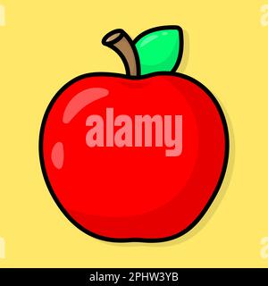 Cartoon mela rossa brillante. Illustrazione vettoriale. Illustrazione Vettoriale