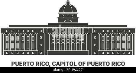 Porto Rico, capitale di Porto Rico, viaggio punto di riferimento vettore illustrazione Illustrazione Vettoriale