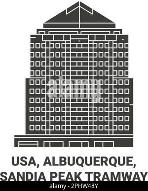 USA, Albuquerque, , Sandia Peak Tramway viaggio punto di riferimento vettoriale illustrazione Illustrazione Vettoriale