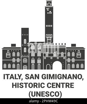 Italia, San Gimignano, Centro storico UNESCO viaggio punto di riferimento vettore illustrazione Illustrazione Vettoriale