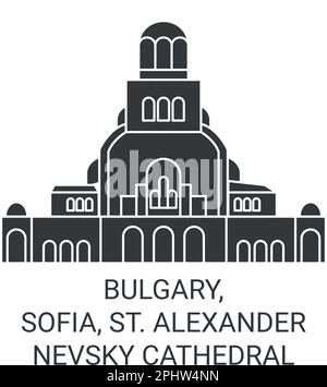 Bulgary, Sofia, St. Alexander Nevsky Cathedral viaggio punto di riferimento vettoriale illustrazione Illustrazione Vettoriale