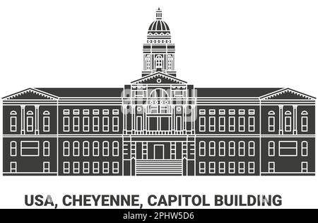 USA, Cheyenne, Capitol Building viaggio punto di riferimento vettoriale illustrazione Illustrazione Vettoriale