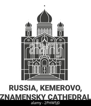 Russia, Kemerovo, Cattedrale di Znamensky viaggio punto di riferimento vettoriale illustrazione Illustrazione Vettoriale